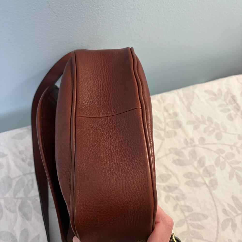 Vintage Oroton Brown Leather Crossbody Bag Pebbled Leather Australia Boho - Picture 4 of 11
